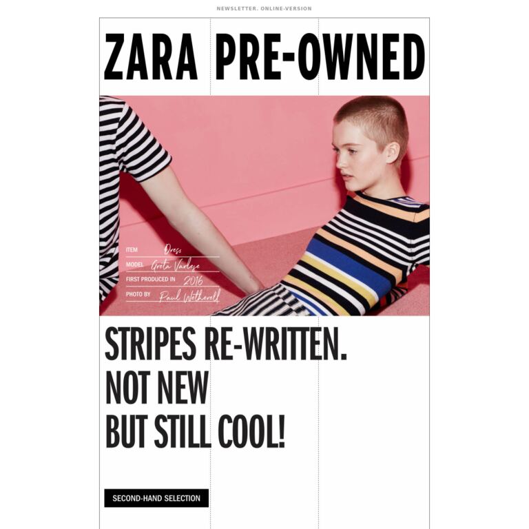 ZARA PRE-OWNED - newsletter screenshot