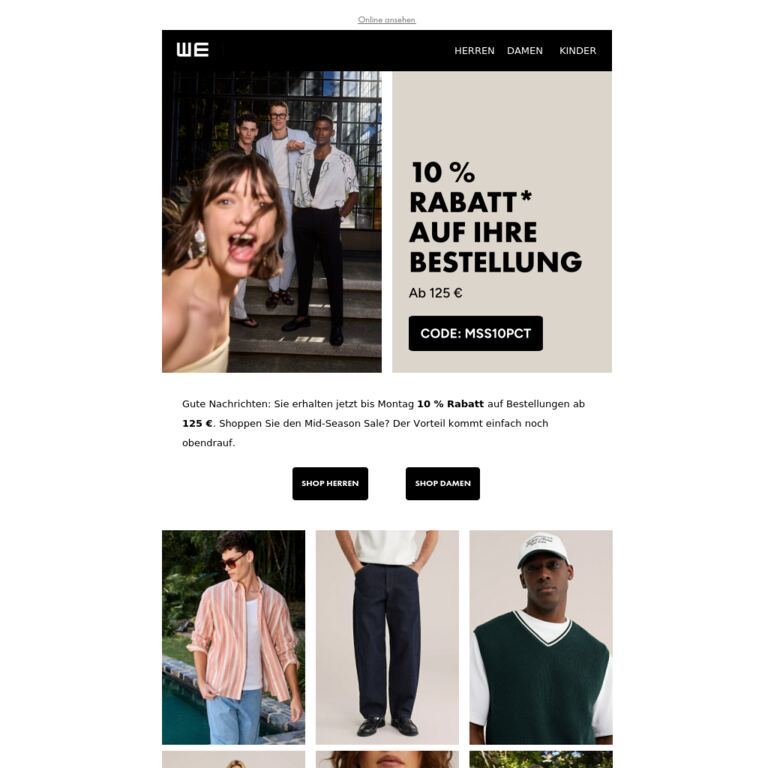 10 % Rabatt auf Ihre Bestellung | Bis Montag - newsletter screenshot