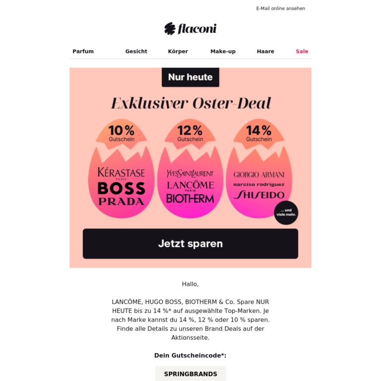 Bis zu -14 % auf deine Lieblingsmarken 🤩    - newsletter screenshot
