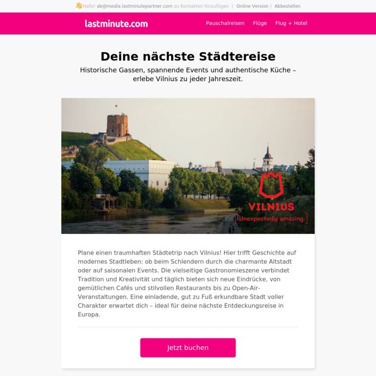 Vilnius neu entdecken - newsletter screenshot