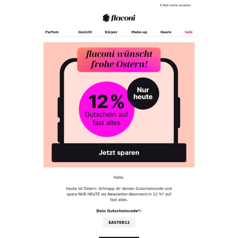Oster-Deal: 12 %-Gutschein 🐣 - newsletter screenshot
