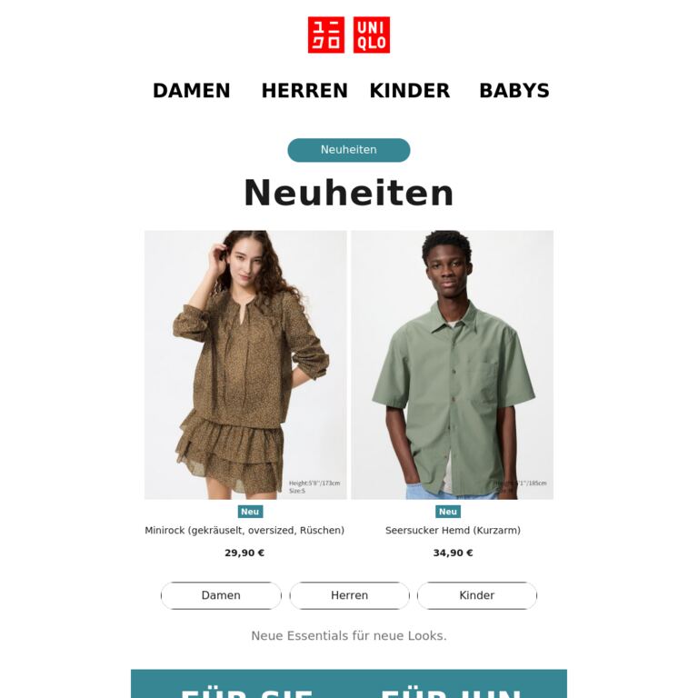 Neue Essentials | Röcke und Kleider	 - newsletter screenshot