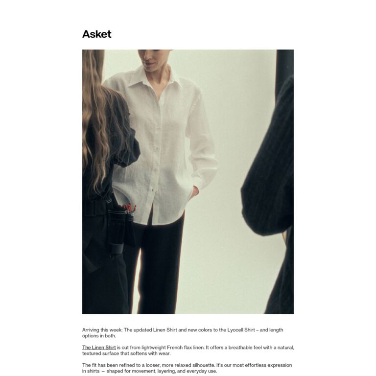 This week: The Women’s Linen and Lyocell Shirts - newsletter screenshot