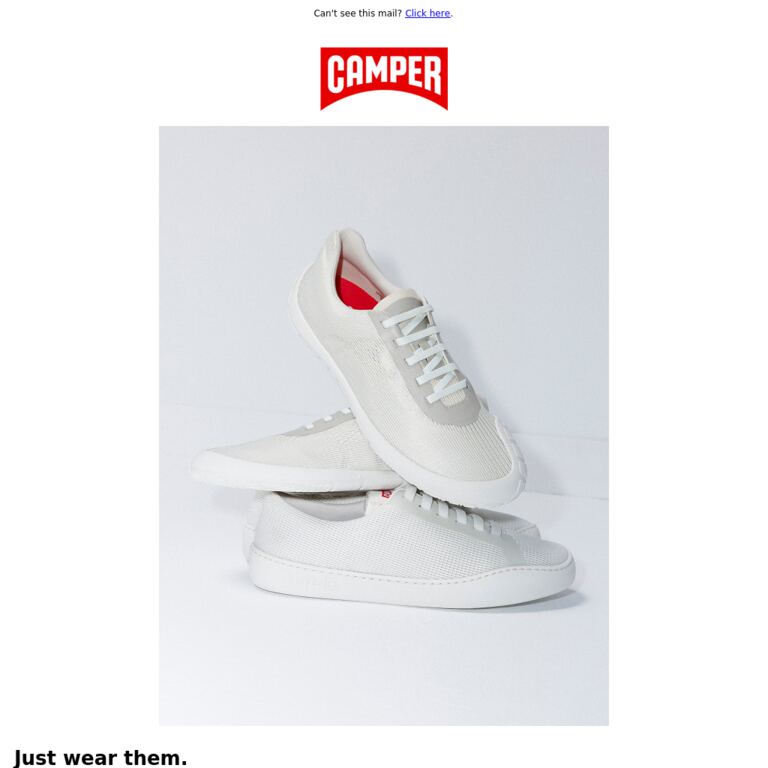 White sneakers. - newsletter screenshot