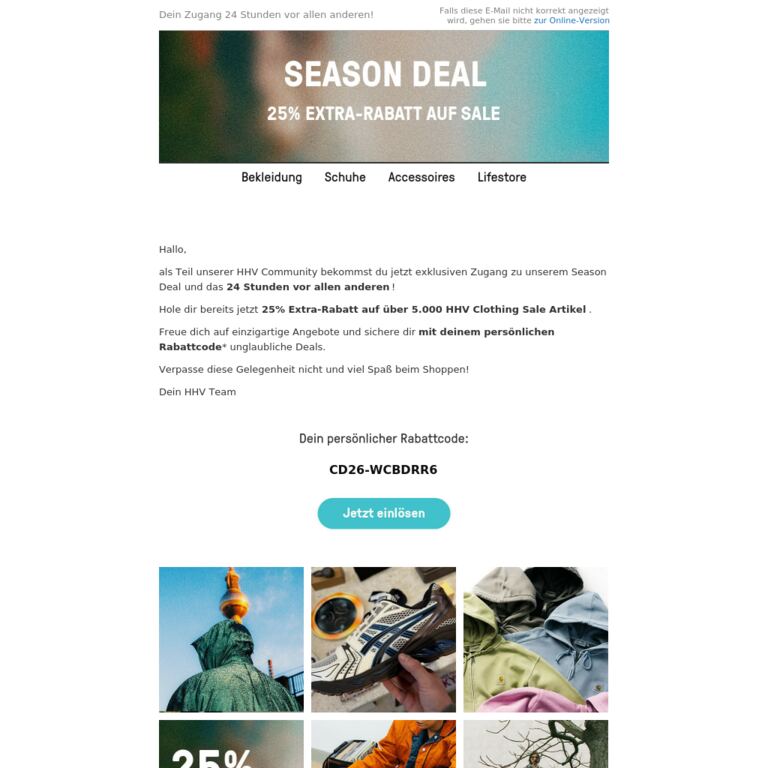 Season Deal: Exklusiver Pre-Access. Sei unter den Ersten! - newsletter screenshot