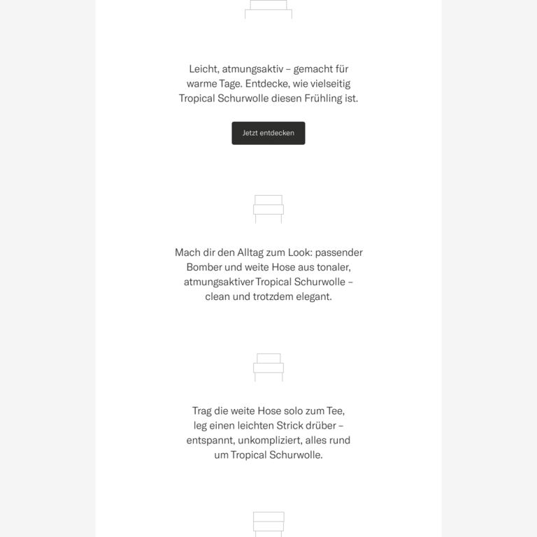 Unsere coolste Tropical Schurwolle: Vier Styling-Variationen zum Tragen - newsletter screenshot