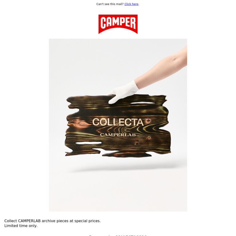 50% OFF | CAMPERLAB COLLECTA - newsletter screenshot
