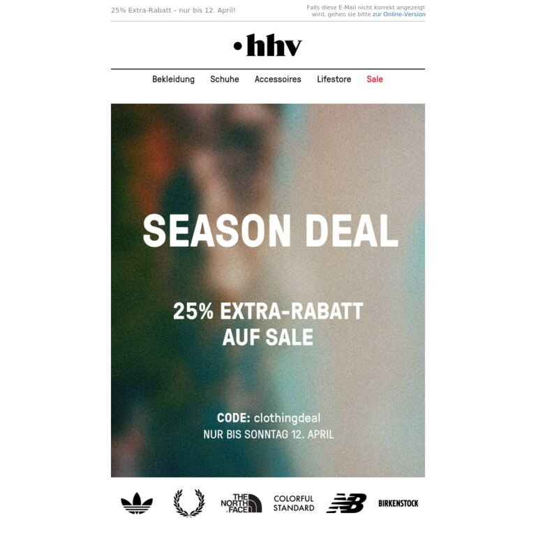 Jetzt bis zu 70% sparen mit 25% Extra-Rabatt! Nur bis 12. April! - newsletter screenshot