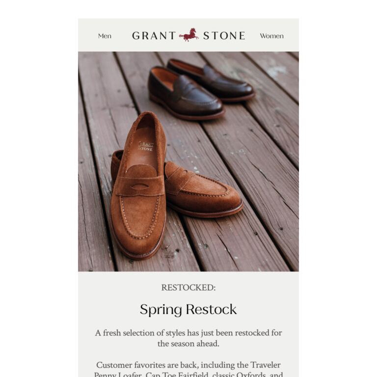 Spring Restock Is Here - newsletter screenshot