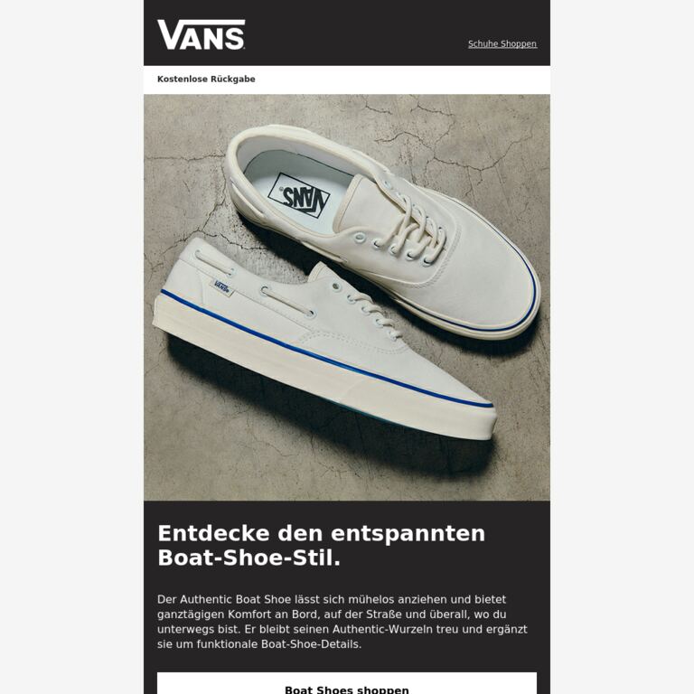 Entdecke den Authentic Bootsschuh - newsletter screenshot