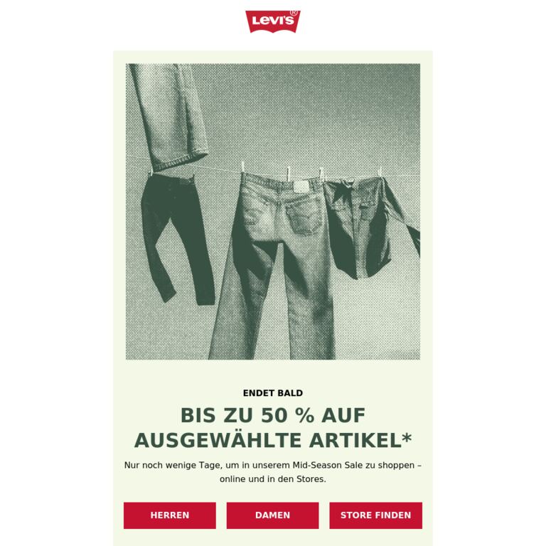 Letzte Chance: Bis zu 50 % auf ausgewählte Artikel* - newsletter screenshot