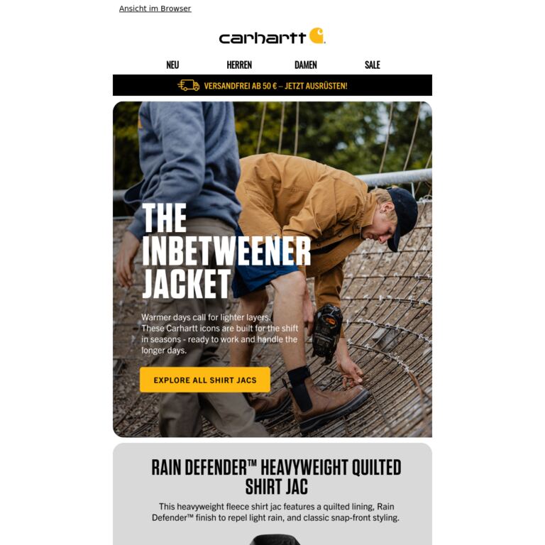 The Inbetweener Jacket - newsletter screenshot