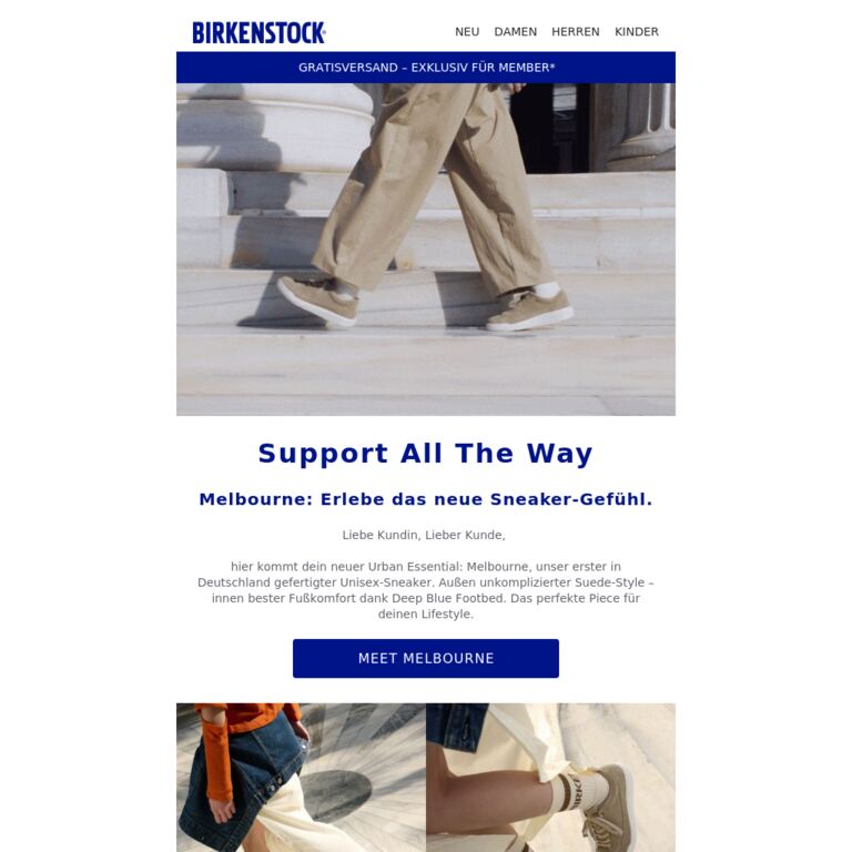 Meet Melbourne: der neue Sneaker von Birkenstock. - newsletter screenshot