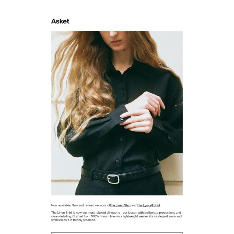 Now live: Linen and Lyocell Shirts - newsletter screenshot
