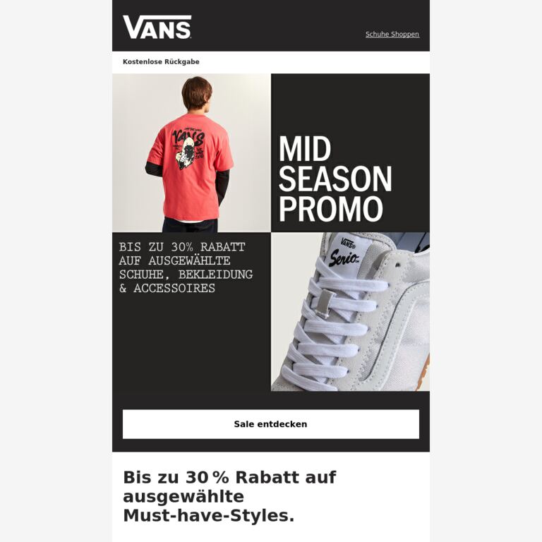 Mid‑Season‑Promo: Bis zu 30 % Rabatt - newsletter screenshot