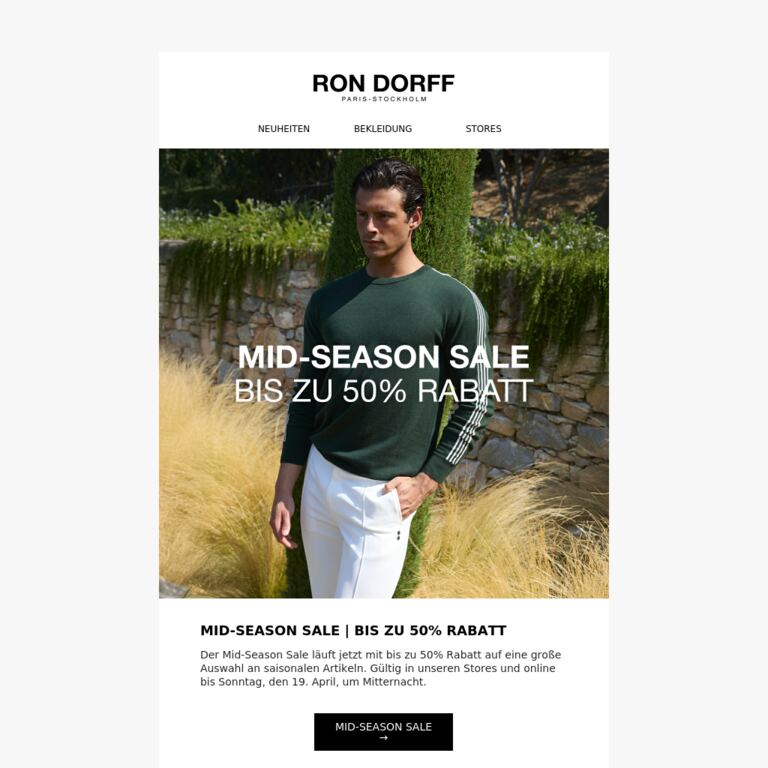 Bis zu 50% Rabatt | Mid-Season Sale - newsletter screenshot