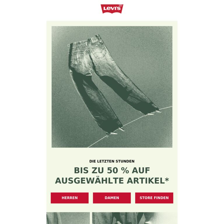 Letzte Chance: Bis zu 50 % auf ausgewählte Artikel* - newsletter screenshot