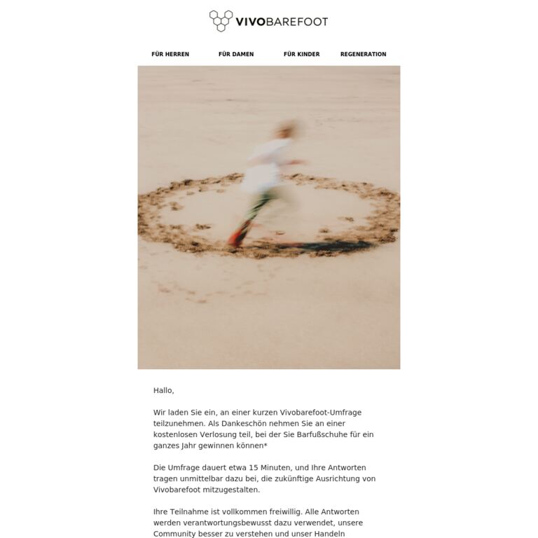 Gewinnen Sie Barfußschuhe für ein ganzes Jahr 👣 - newsletter screenshot