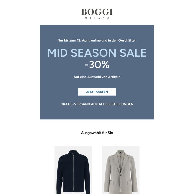 Letzte Stunden ⌚: -30 % mit kostenloser Lieferung - newsletter screenshot