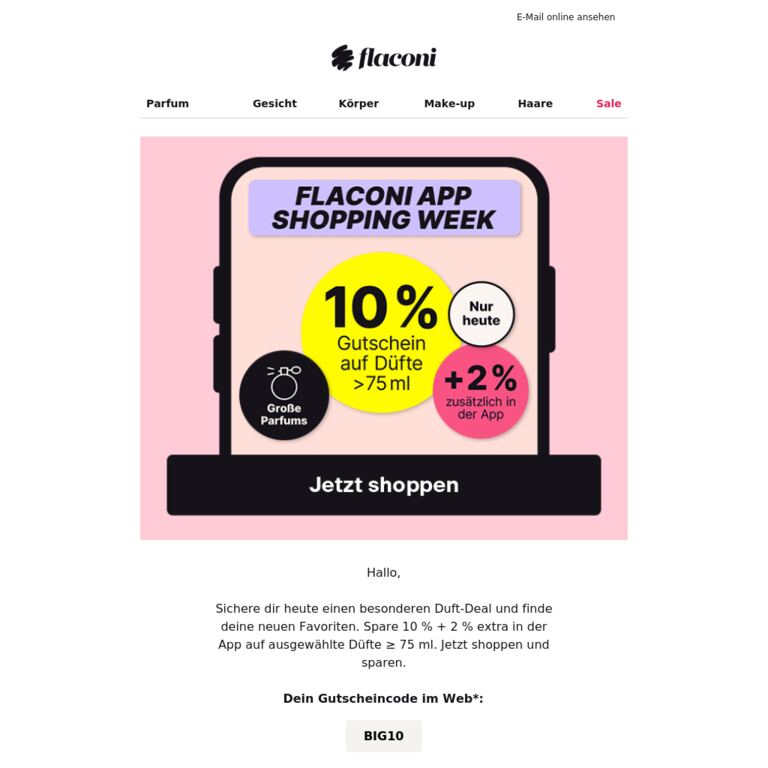 Pssst... 12%-Gutschein auf XXL-Düfte 👀 - newsletter screenshot
