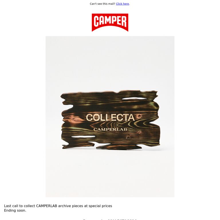 50% OFF | CAMPERLAB COLLECTA - newsletter screenshot