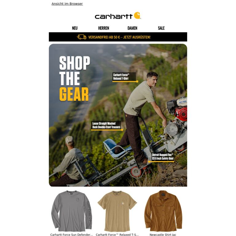 Shop The Gear: April Edition - newsletter screenshot