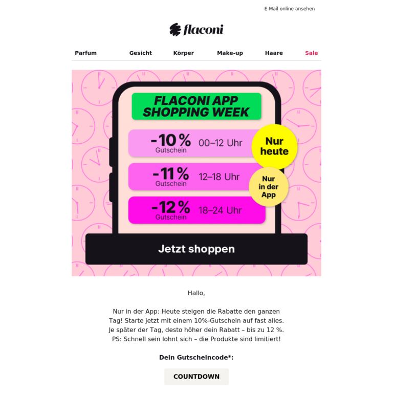 Steigende Rabatte: Bis zu 12 % in der App - newsletter screenshot