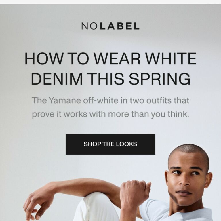 How to wear white denim this spring - newsletter screenshot