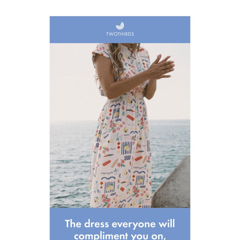This dress is the hero piece. - newsletter screenshot