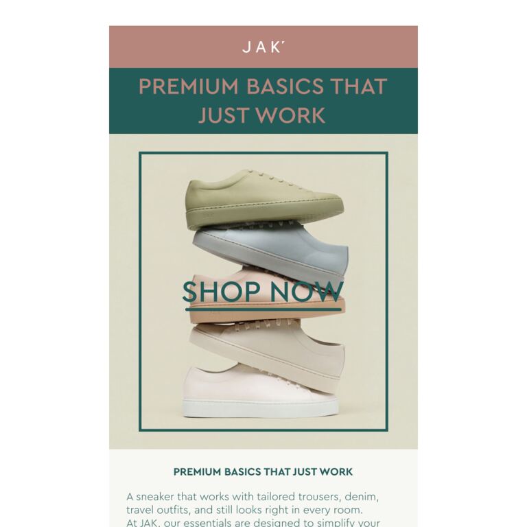 Premium basics that just work. - newsletter screenshot