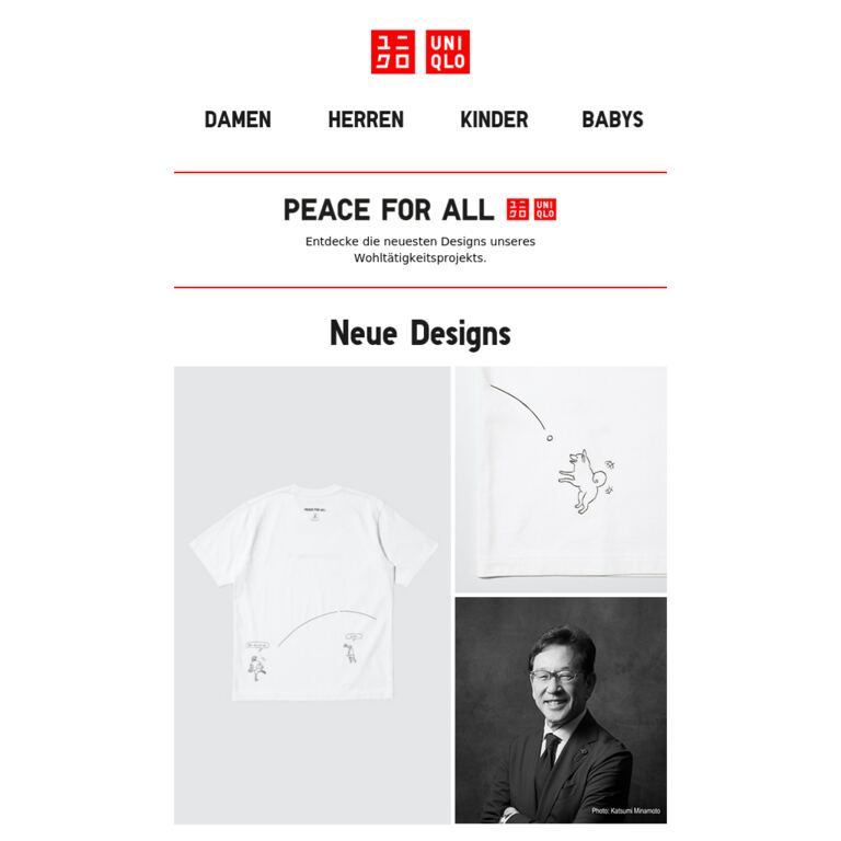 Neue Designs von PEACE FOR ALL - newsletter screenshot