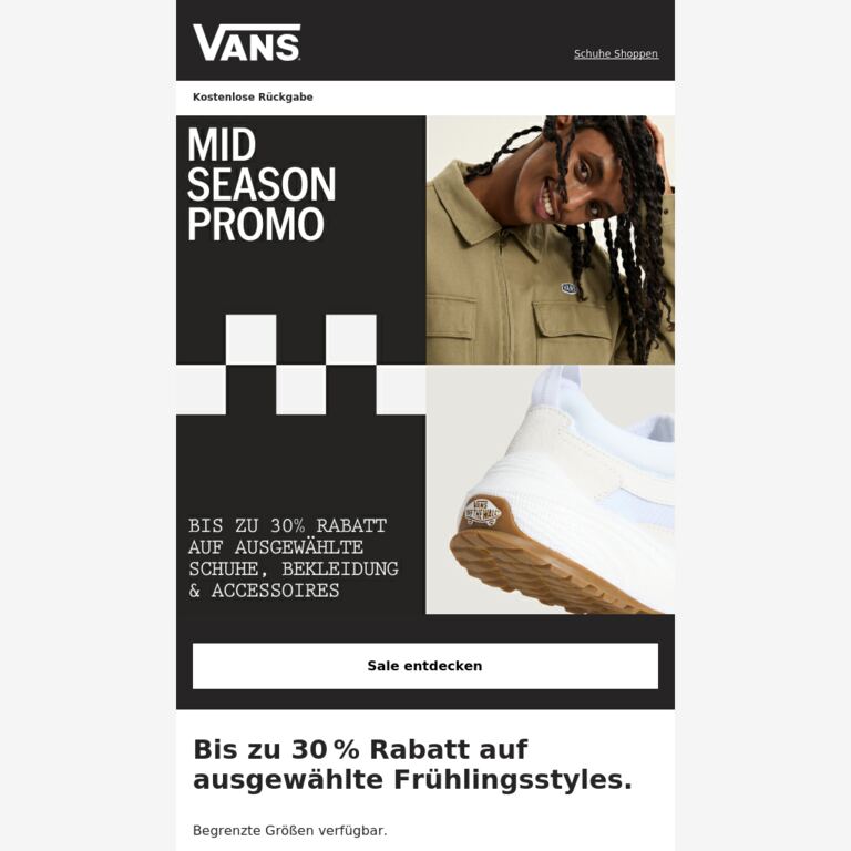 Mid‑Season‑Promo: Bis zu 30 % Rabatt - newsletter screenshot