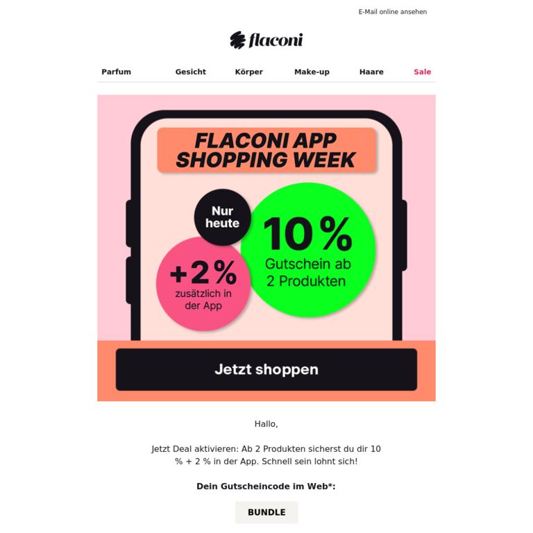 NUR HEUTE 12% auf fast alles - newsletter screenshot