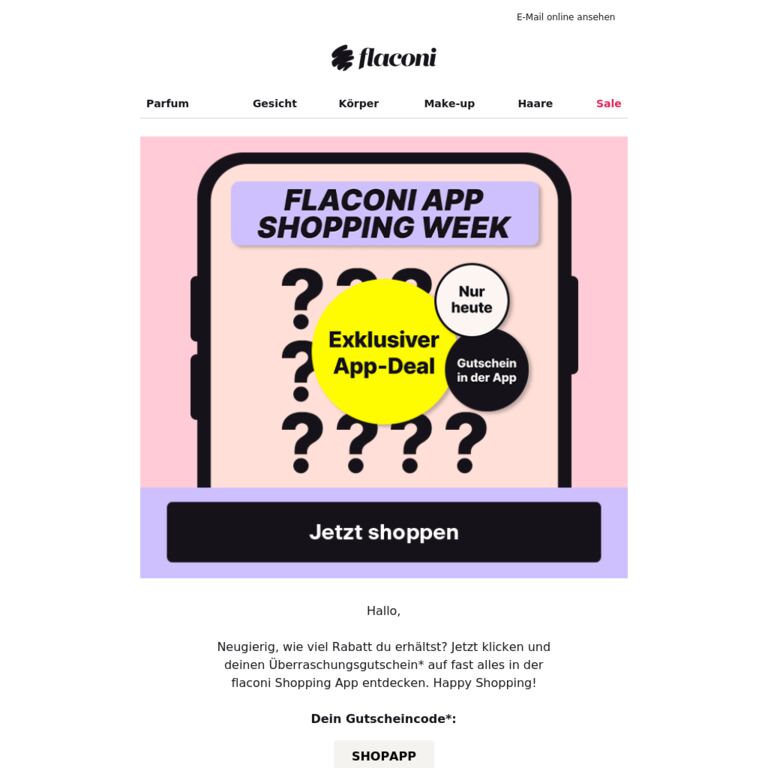 Exklusiver Gutschein in der App  ☀️ - newsletter screenshot