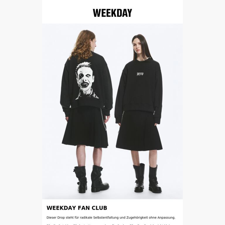 Neue Kollektion: WEEKDAY FAN CLUB - newsletter screenshot