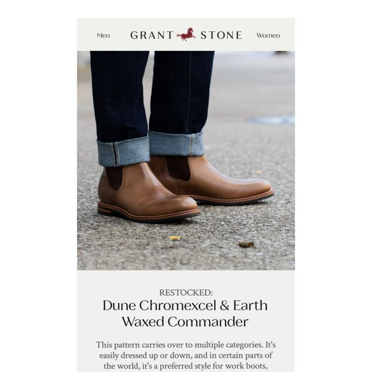 Back In Stock: The Chelsea Boot - newsletter screenshot