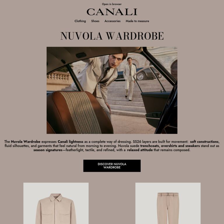 Discover Nuvola Collection - newsletter screenshot