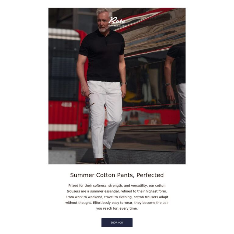 Summer Cotton Pants, Perfected - newsletter screenshot
