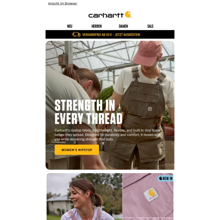 Explore the Ripstop Collection - newsletter screenshot