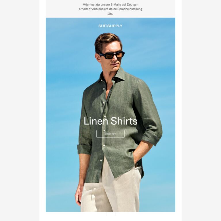 Pure Linen Shirts in the Latest Shades - newsletter screenshot