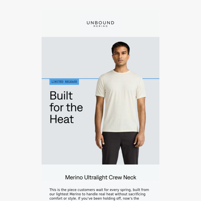 Our Lightest T-Shirt 😎 - newsletter screenshot