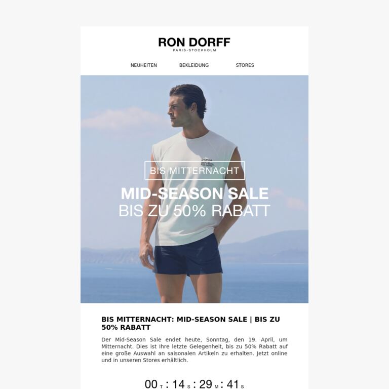 Bis zu 50% Rabatt bis Mitternacht - newsletter screenshot