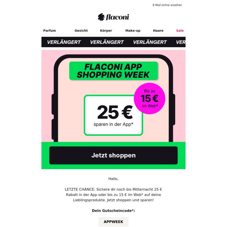 🚨 LETZTE CHANCE: Dein 25 €-Gutschein - newsletter screenshot