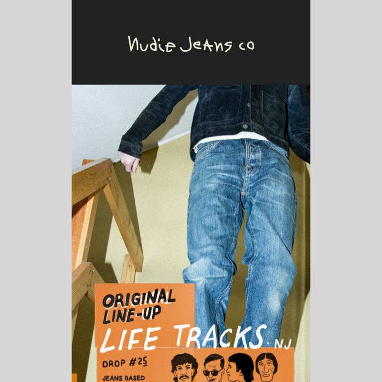 New drop: Life Tracks Jeans - newsletter screenshot