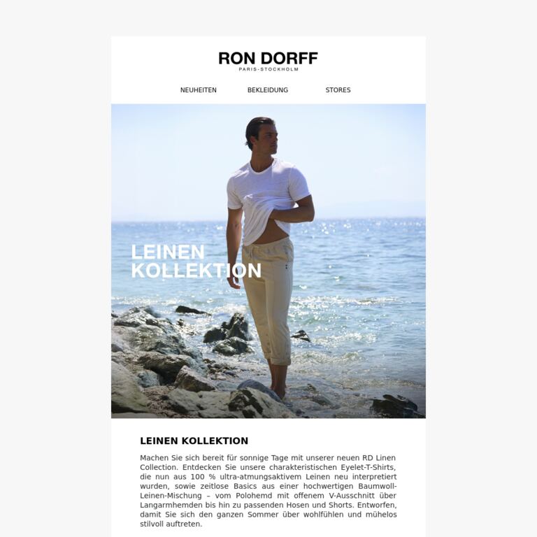 Leinen Kollektion - newsletter screenshot