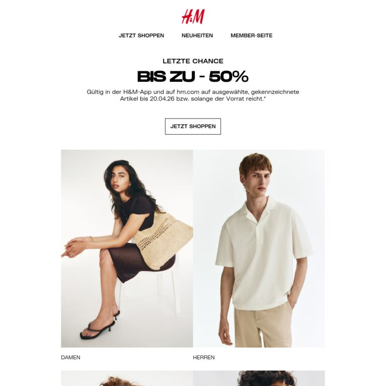 Letzte Chance: Bis zu -50% - newsletter screenshot