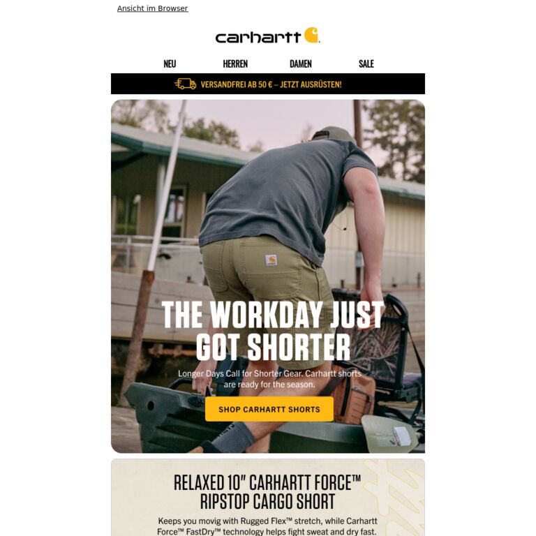 Work Shorts Season Is Here - newsletter screenshot