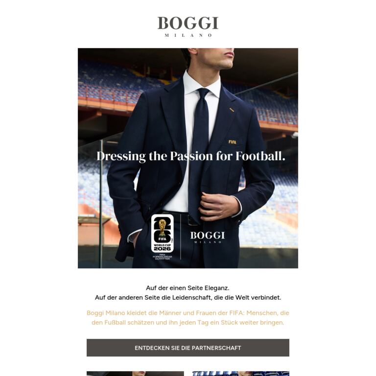 Boggi Milano for FIFA - newsletter screenshot