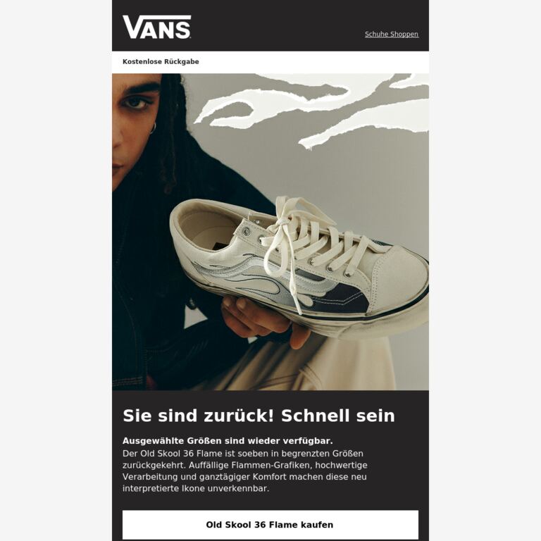 Sie sind zurück — Old Skool 36 Flame - newsletter screenshot