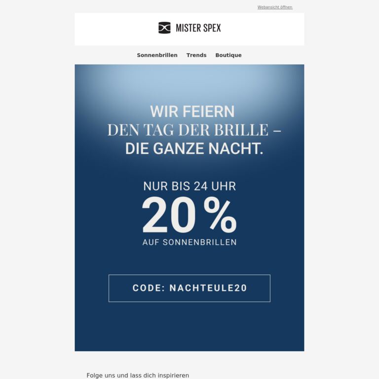 Nachteulen schlafen nicht, sie sparen - newsletter screenshot